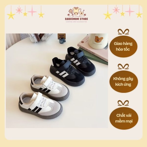 Combo 2 đồi giày trắng đen cho bé trai