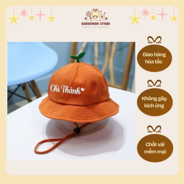 Mũ thêu tên màu cam