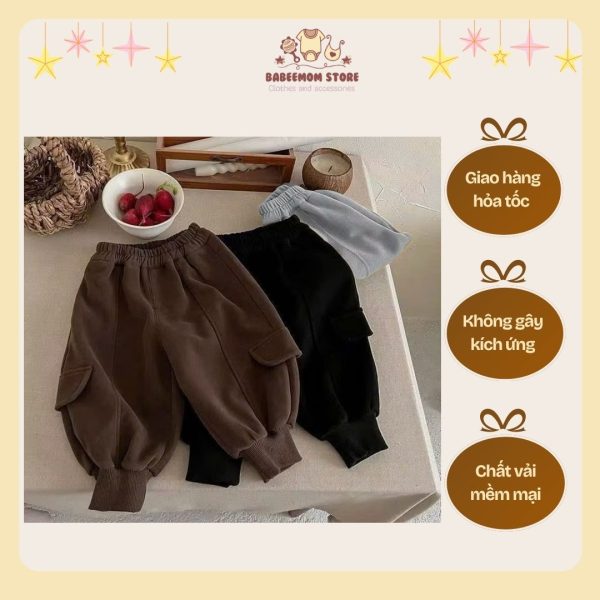 Combo set quần cho bé trai nấu - đen