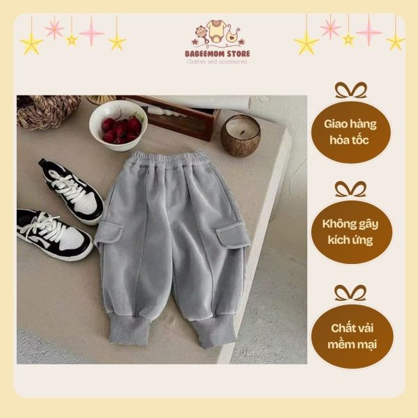 Quần cho bé trai màu xám