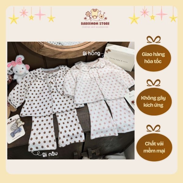 2 combo đồ chấm bi cho bé gái