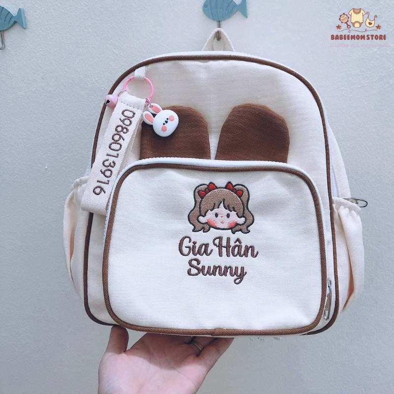 Chi tiết chất liệu balo thêu tên cho bé gái an toàn – vải canvas cao cấp