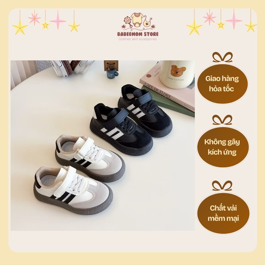 Combo 2 đồi giày trắng đen cho bé trai